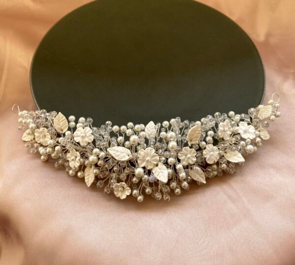 floral pearl wedding Headpiece - Image 2