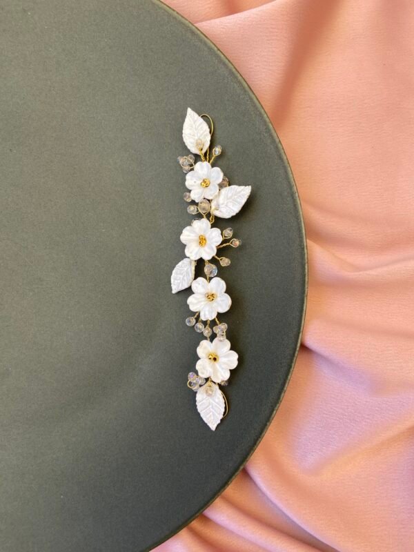 Floral wedding headpiece.