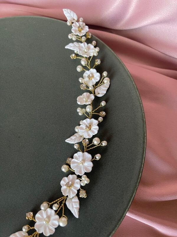 Golden Flower headpiece for bridal hairstyle. - Image 2