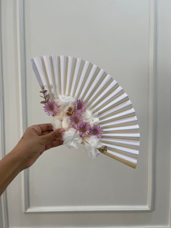 Lilac and white bridal fan - Image 3