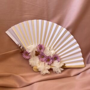Lilac and white bridal fan
